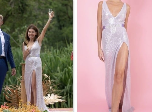theresa nist, the golden bachelor, purple sequin gown