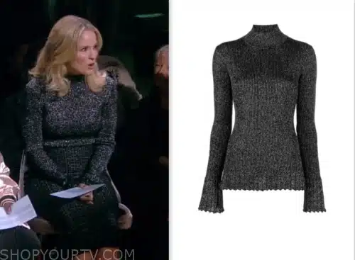 sara haines, the view, silver metallic bell sleeve sweater