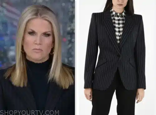the story, martha maccallum, black pinstripe blazer