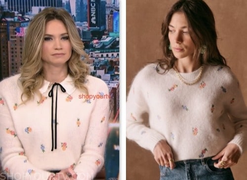 ellison barber, nbc news daily, white floral sweater