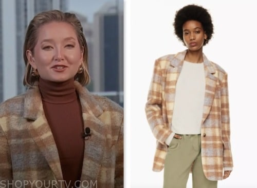 dasha burns, nbc news daily, beige wool plaid blazer
