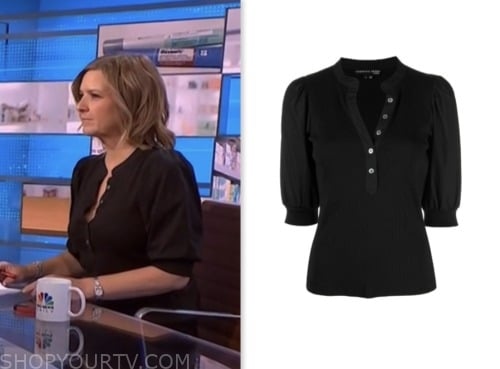 christine romans, nbc news daily, black puff sleeve top