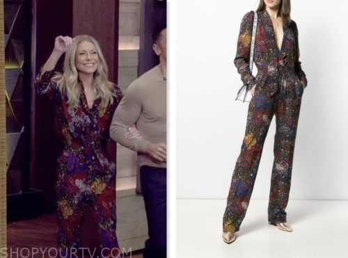 kelly ripa, live with kelly and mark, multicolor printed jumpsuit
