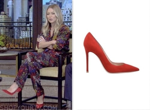 live with kelly and mark, red suede pumps heels, kelly ripa