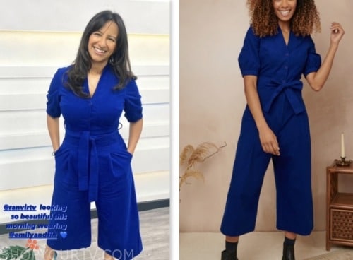 good morning britain, blue jumpsuit, ranvir singh