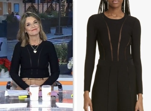 the today show, savannah guthrie, black knit long sleeve top