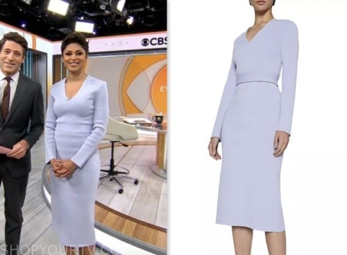 cbs mornings, lilac purple dress, jericka duncan
