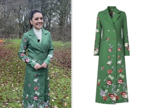 good morning britain, green floral coat, laura tobin