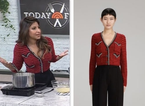 Aliya LeeKong, the today show, red tweed cardigan