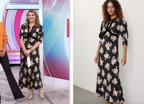 the today show, jenna bush hager, hoda and jenna, black floral dress