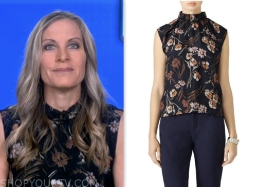 becky worley, black floral sleeveless top, good morning america