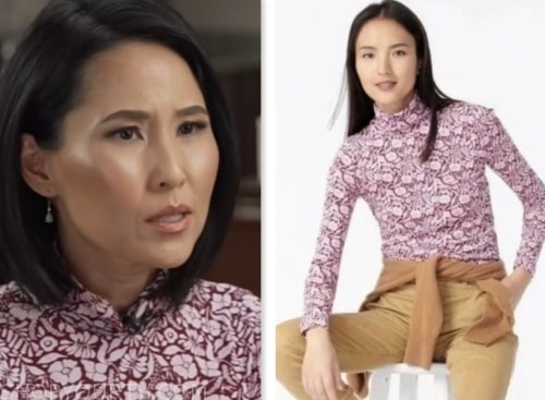 vicky nguyen, nbc news daily, pink floral turtleneck top