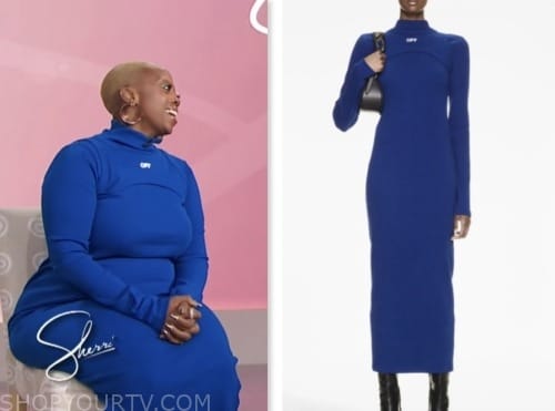 Amari Marshall, blue long sleeve midi dress, sherri