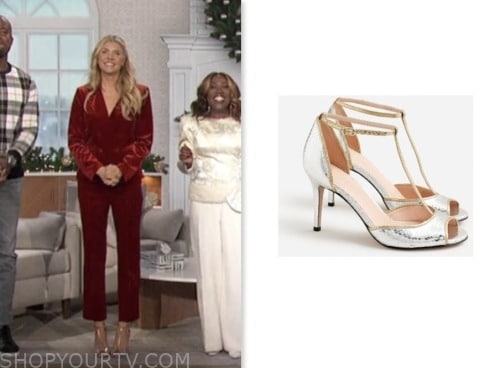 The Talk: December 2023 Amanda Kloots's Metallic T-Strap Heels | Shop ...