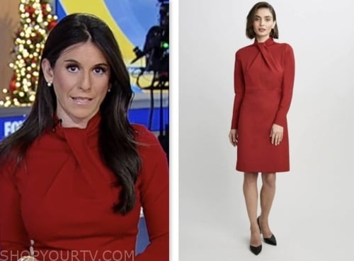 fox and friends, fox news fashion, red twist neck sheath dress, brooke singman