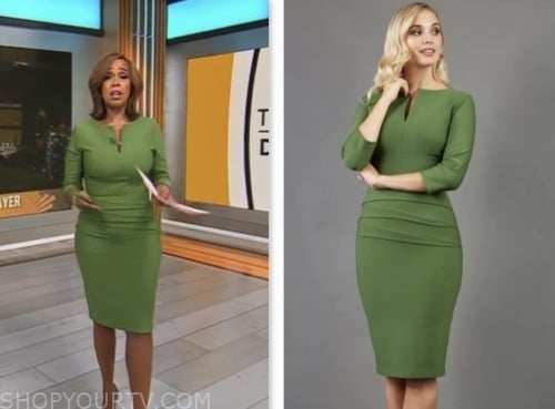 gayle king, cbs mornings, green pencil dress