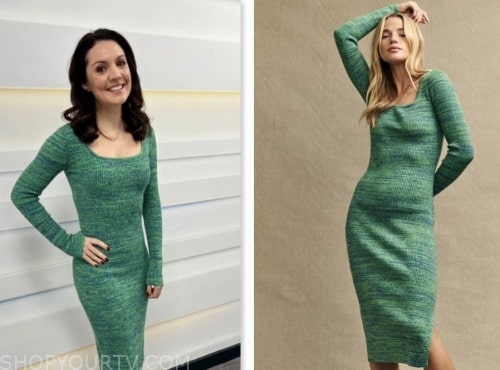 good morning britain, laura tobin, green knit dress