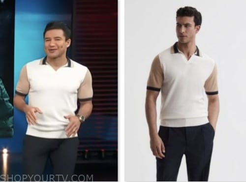 access hollywood, mario lopez, colorblock polo shirt