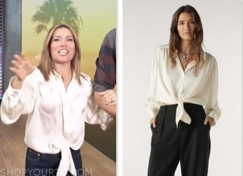 access daily, ivory tie front blouse, kit hoover