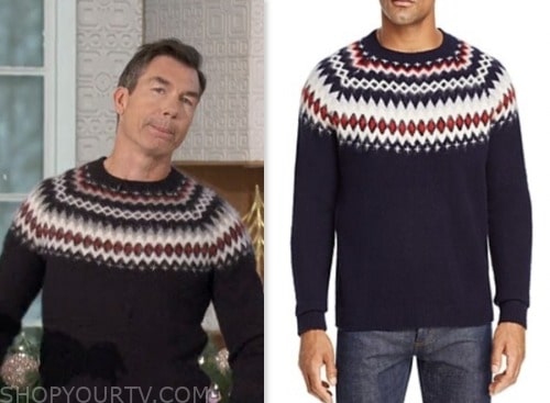 jerry o'connell, the talk, navy blue fair isle sweater