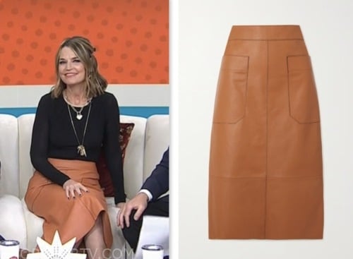 savannah guthrie, the today show, camel leather skirt
