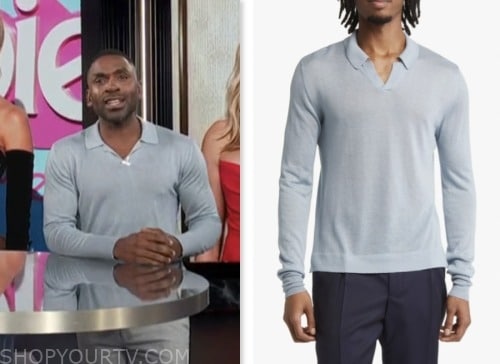 E! News: December 2023 Justin Sylvester's Light Blue Long Sleeve Polo ...