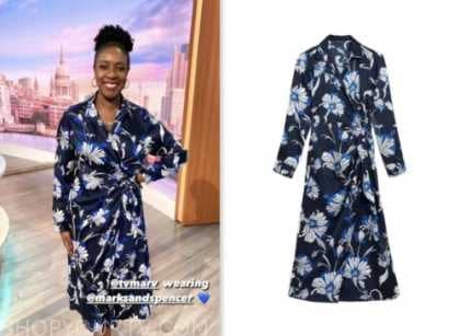 Good Morning Britain: January 2024 Marverine Cole's Blue Floral Wrap ...