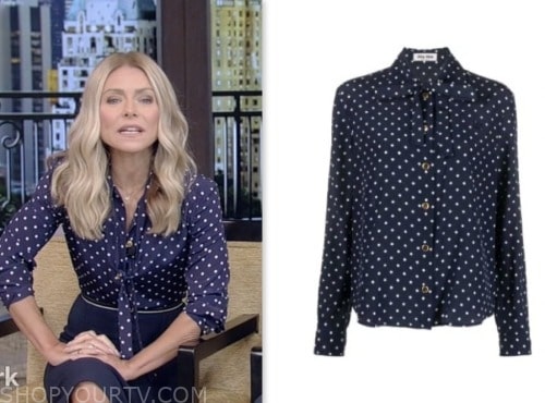 Live with Kelly and Mark: January 2024 Kelly Ripa's Navy Blue Polka Dot ...