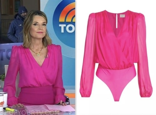 The Today Show: January 2024 Savannah Guthrie's Pink Wrap Blouse | Shop ...