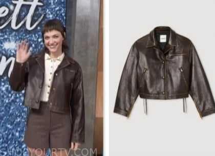 Access Daily: January 2024 Violett Beane's Brown Leather Jacket | Shop ...