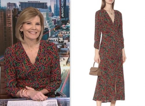 NBC News Daily: January 2024 Kate Snow's Red Paisley Print Midi Dress ...