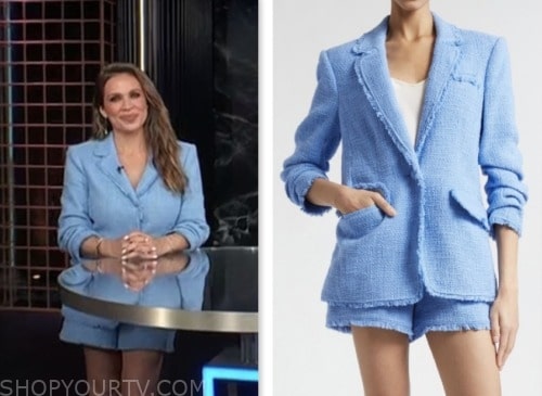 E! News: January 2024 Carolina Bermudez's Blue Tweed Blazer and Short ...