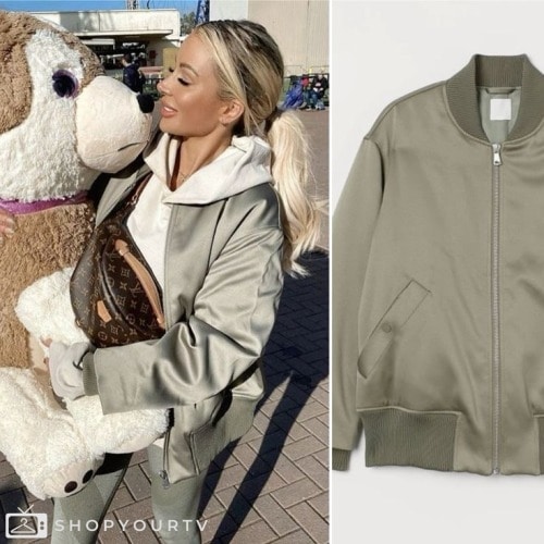 Teddy Bear Bomber Jacket - Olive Green