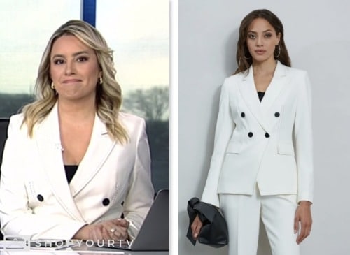 Jacqui Heinrich, white double breasted blazer, america reports, fox news fashion