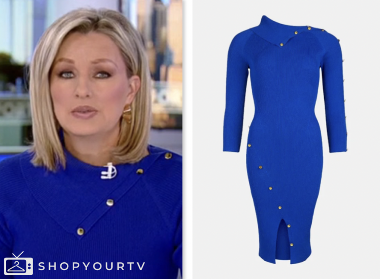 america reports, blue envelope neck dress, fox news fashion, sandra smith