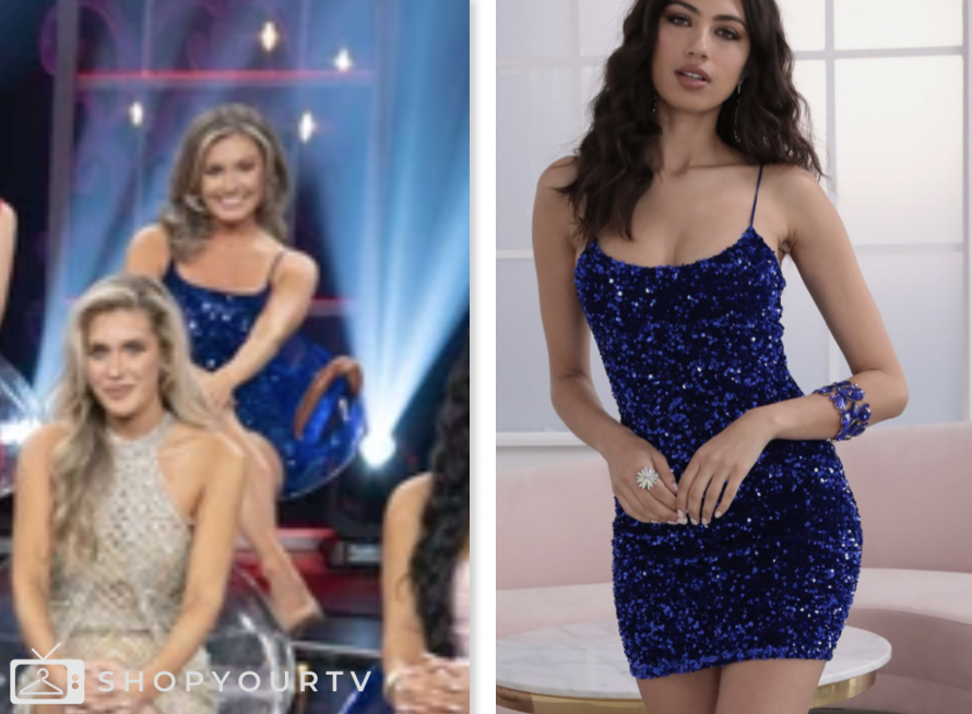 Autumn Waggoner, blue sequin mini dress, the bachelor