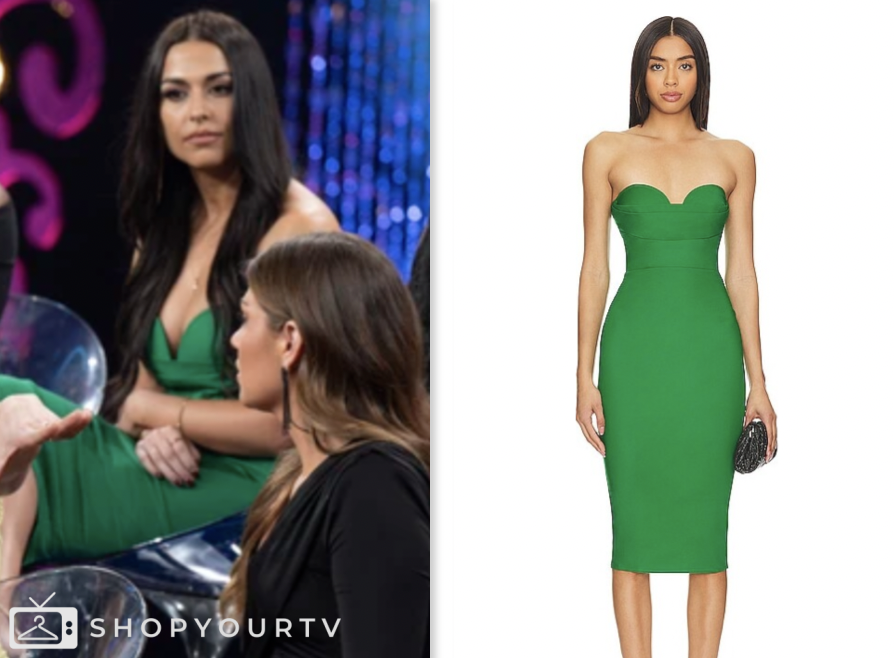 the bachelor, green strapless midi dress, STARR SKYLER